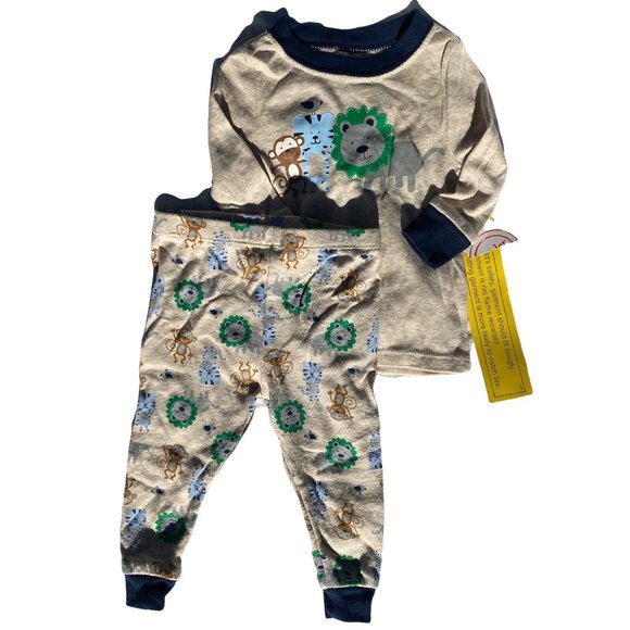 ♛4/$20♛ NWT Wonder Nation 2-Piece Pajama Set Pants & Long Sleeves Sleepwear 9mos